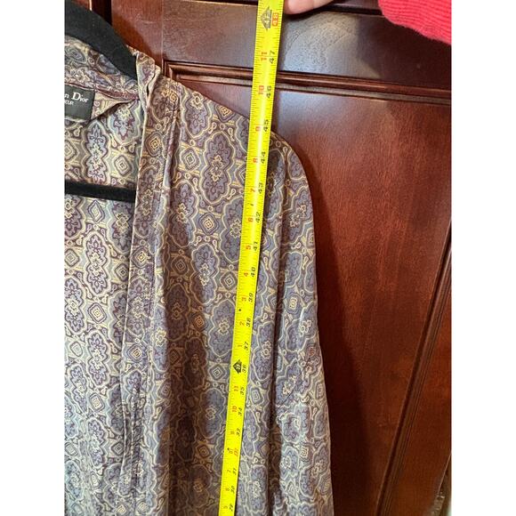 Vintage Christian Dior Monsieur 100% Silk Print Robe Size OS - Picture 6 of 15